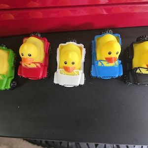 NEW Colors !!  Rubber ducks (Set of 5 Asst.)  Rubber duck drivers, bath toy/collectible Happiness is being Ducked. FREE SHIPPING!!
