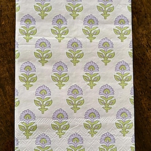 Servetten Block Flowers Lavender - maat gastendoekje - set van 3 - servetten decoupagepapier - knutseldoekje - chinoiserie-bloemmotief