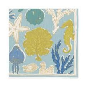 Coastal Sea Life-servetten - lunchformaat - set van 3 - servetten decoupagepapier - knutselpapier - chinoiserie-servetten met schelp