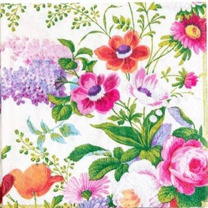Bloemenservetten - cocktailformaat - set van 3 - servetten decoupagepapier - knutselpapier - chinoiserie-bloemmotief