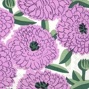 Marimekko Primavera Lilac - lunchformaat - set van 3 - servetten van knipselpapier - knutseldoekje - chinoiserie-servetten