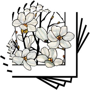 Papieren servetten met magnoliabloemen - cocktailformaat - set van 3 - servetten decoupagepapier - knutseldoekje - bloemen chinoiserie