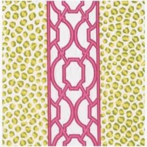 Roze en groene chinoiserieservetten - cocktailformaat - set van 3 - servetten decoupagepapier - knutselpapier - fuchsia en groen