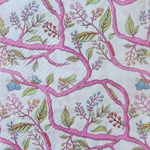 Roze servetten met bloemen - maat gastendoekje - set van 3 - servetten decoupagepapier - knutseldoekje - chinoiserie-bloemmotief