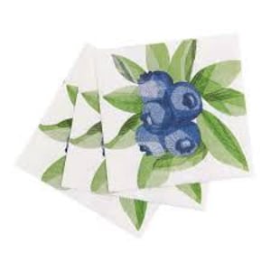 Servetten Blueberry Bunch - cocktailformaat - set van 3 - servetten decoupagepapier - knutselpapier - chinoiserie-bosbes