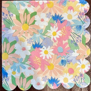 Papieren servetten met bloemen - cocktailformaat - set van 3 - servetten decoupagepapier - knutseldoekje - pastelkleurige chinoiserie
