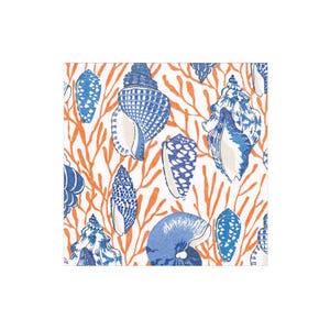 Servilletas Toile Shell - tamaño cóctel - juego de 3 - servilletas de papel con decoupage de conchas marinas costeras - papel tisú para manualidades - servilletas chinoiserie