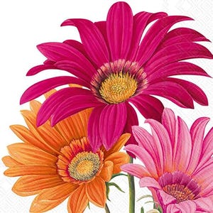 Bloemen Daisy-servetten - cocktailformaat - set van 3 - servetten van knipselpapier - knutselpapier - chinoiserie-designservetten