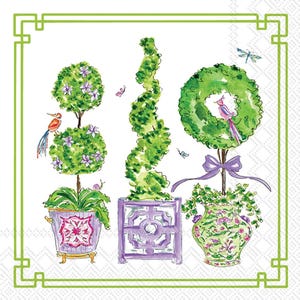 Papieren chinoiserie-servetten met bloemenvormgeving - cocktailformaat - set van 3 - chinoiserie-decoupagepapieren servetten - knutselen van tissues bloemen vormsnoei