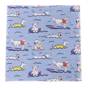 Servietten für Hunde - Cocktailgröße - 3er Set - Servietten für Decoupage Papier - Bastelgewebe - Hunde schwimmen und surfen - Servietten für Hundeliebhaber