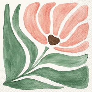 Papieren servetten met bloemenblaadjes in chinoiserie - cocktailformaat - set van 3 - decoupage papieren servetten met bloemblaadjes - knutseldoekjes perzik bloemen