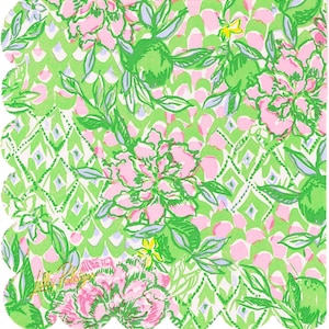 Lilly Pulitzer Blumen Servietten - Cocktail Größe - 3er Set - Decoupage Papierservietten - Bastel Gewebe - Rosa und Grün Sommer Blumen