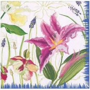 Papieren servetten Floral Garden - lunchformaat - set van 3 - servetten decoupagepapier - knutselpapier - bloemenservetten chinoiserie