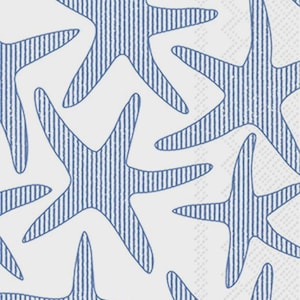 Blue and White Starfish-servetten - maat gastendoekje - set van 3 - servetten decoupagepapier - knutselpapier - chinoiserie-kuststof