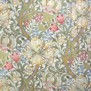 William Morris Golden Lily - Cocktailgröße - 3er Set - Decoupage Papierservietten - Bastelgewebe - Chinoiserie Servietten