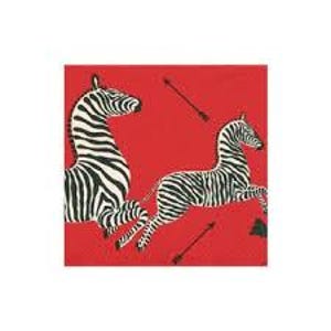 Servetten Scalamandre Zebra - cocktailformaat - set van 3 - chinoiserie-decoupage papieren servetten - knutseldoekje - Rode servetten