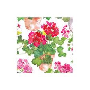 Papieren servetten met bloemengeranium - lunchformaat - set van 3 - servetten decoupagepapier - knutseldoekje - bloemenservetten chinoiserie