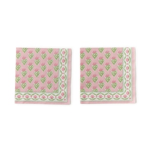 Roze papieren servetten met bloemenblok - cocktailformaat - set van 3 - chinoiserie-decoupage papieren servetten - knutselpapier