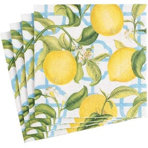 Servetten Citroen Trellis - lunchformaat - set van 3 - servetten van knipselpapier - knutseldoekje - bloemenservetten chinoiserie