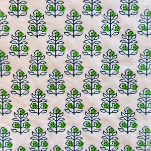 Bloemenservetten met blokprint - maat gastendoekje - set van 3 - servetten decoupagepapier - knutseldoekje - groene en blauwe chinoiserie-bloemen