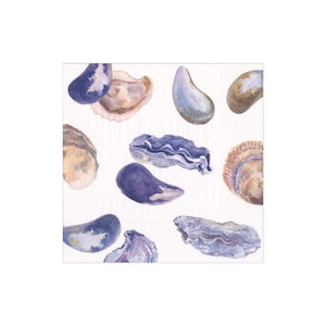 Servilletas de concha de ostra - tamaño cóctel - juego de 3 - servilletas de papel con decoupage costero - papel tisú para manualidades - conchas marinas