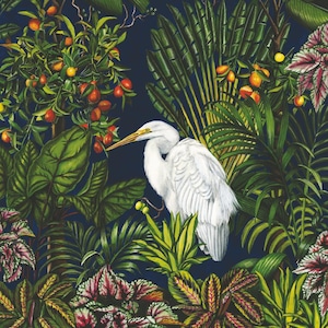 Witte papieren servetten zilverreiger - lunchformaat - set van 3 - servetten decoupagepapier - knutselpapier - chinoiserie-vogelservetten