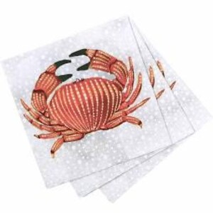 Tovaglioli a forma di granchio - formato cocktail - set da 3 - tovaglioli di carta per decoupage costiero - carta velina per bricolage - conchiglie
