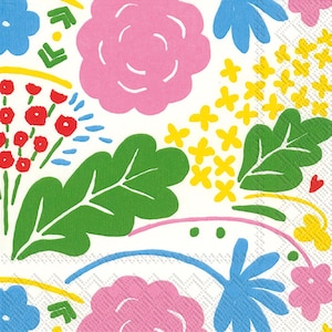 Marimekko Omni Rose - lunchformaat - set van 3 - servetten van knipselpapier - knutselpapier - chinoiserieservetten