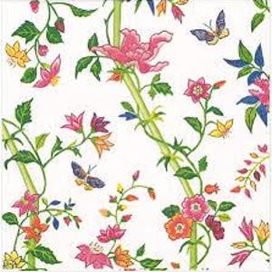 Aziatische zijden bloemenservetten - cocktailformaat - set van 3 - servetten decoupagepapier - knutselpapier - chinoiserie-bloemen