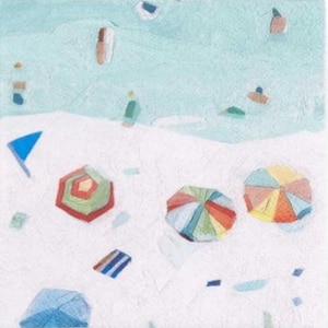 Beach Villa napkins - cocktail size - set of 3 - coastal decoupage paper napkins - crafting tissue - seashells