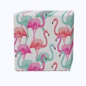 Flamingoservetten - cocktailformaat - set van 3 - decoupagepapieren servetten aan de kust - knutselpapier - chinoiserieroze flamingo