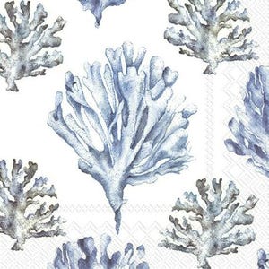 Coastal Coral Beach Servietten - Lunchgröße - 3er Set - Servietten für Decoupage - Basteltuch - Muschelservietten