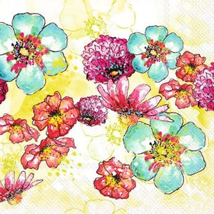 Servetten met bloemen - lunchformaat - set van 3 - servetten van knipselpapier - knutseldoekje - bloemenservetten chinoiserie