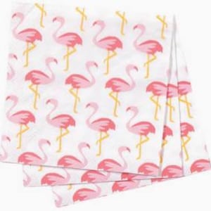 Servetten roze flamingo - cocktailformaat - set van 3 - papieren servetten decoupage aan de kust - knutseldoekje - roze flamingo chinoiserie