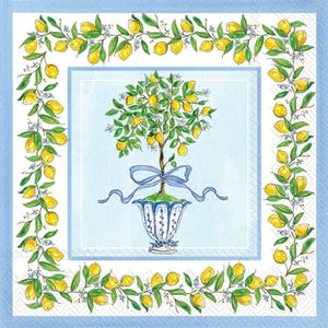 Chinoiserie-citroenvorm papieren servetten - cocktailformaat - set van 3 - chinoiserie-decoupage papieren servetten - knutselpapier - bloemen vormsnoei