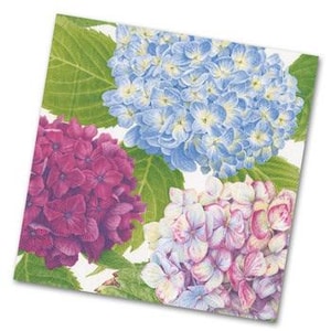 Bloemenservetten hortensia - lunchformaat - set van 3 - servetten decoupagepapier - knutselpapier - bloemenservetten chinoiserie