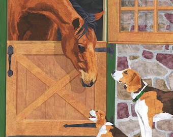 Servietten Pferd und Hound Hund - Cocktailgröße - 3er-Set - Servietten zum Basteln - Decoupage Papierservietten - Pferd Servietten