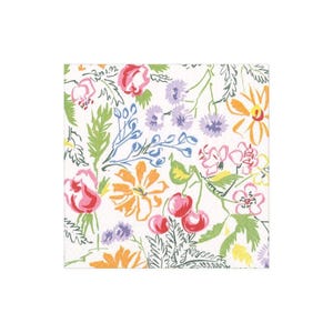 Cerise bloemenservetten - cocktailformaat - set van 3 - servetten decoupagepapier - knutselpapier - chinoiserie bloemen