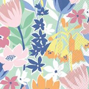 Collageservetten pastelbloemen - maat gastendoekje - set van 3 - servetten decoupagepapier - knutselpapier - chinoiserie bloemenmotief