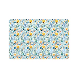 Floral Pet Food Mat, Pet Feeding Tray, Dog Cat Placemat, Kitchen Decor, Washable Dog Bowl Mat, Flower Pattern Pet Mat