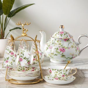 European Ceramic Tea Set, Floral Teapots, Afternoon Tea Set, Ceramic Coffee Sets, Black Tea Cups, Coffee Cups, Vintage Tea Set,Gifts For Her