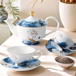 European Ceramic Coffee Set, Handmade Ceramic Tea Set, Afternoon Tea Set,Black Tea Cup Coffee Cup Set,Teapot Tea Set,Tea Gifts,Wedding Gifts