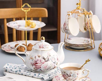 美品 Meander BV ティーセット Lovely Vintage Meander Pink Tete-a-tete Tea Set, Pink Rose Decor