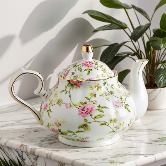 陶磁器 ティーポット セット 花柄 ミッドセンチュリースイス陶器ティー