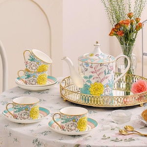 European Ceramic Coffee Set, Ceramic Tea Set, Flower Teapot Set, Coffee Pot Coffee Cup Set, Afternoon Tea Set, Retro Tea Set, Christmas Gift