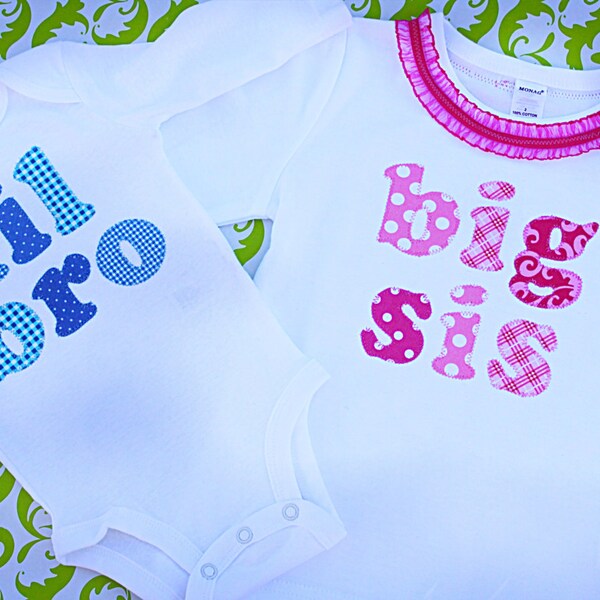 Brother sister sibling shirt set, long or short sleeves, big or little brother or sister