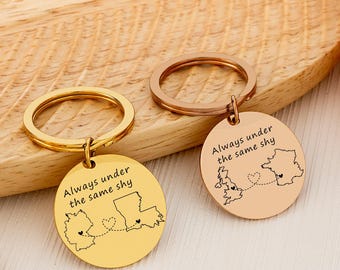 Personalised Country Keychain, Country Map Keychain, State Keychain,  Long Distance Relationship Gift, Costom Gift, Valentine's Day Gift