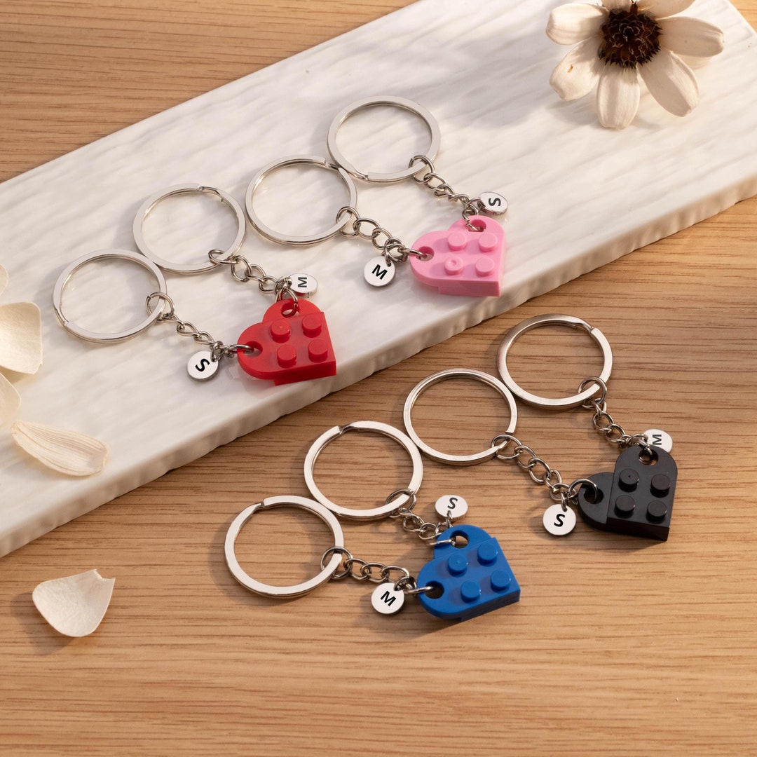 Personalized Initial Heart Keychain Set,custom Matching Keychain ...