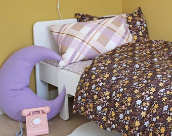 Kinderbett Duvet Bettwäsche-Set Spannbettlaken bedruckte Bettwäsche Kissenbezüge Blumenbettwäsche Bio-Baumwolle Bettwäsche für Mädchen