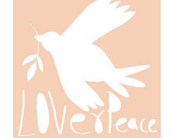 Love & Peace Wall Art Illustration Print Poster Blush Pink and White